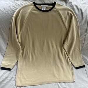 Tan Coldwater Creek Sweater with Black Trim. Size S